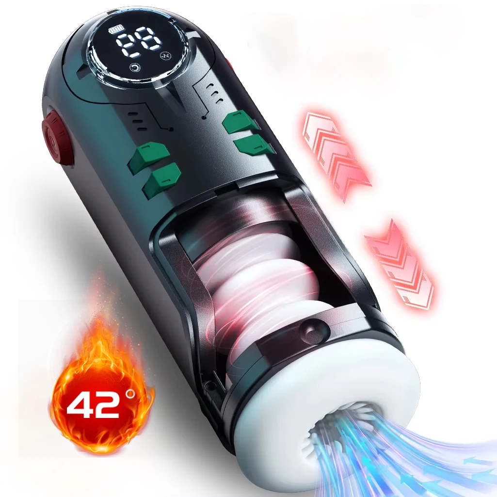 Male Masturbator Cup Automatic Telescopic Sucking Vibrating Masturbation Machine Heated Pusssy Blowjob Adult Sex Toys for Men