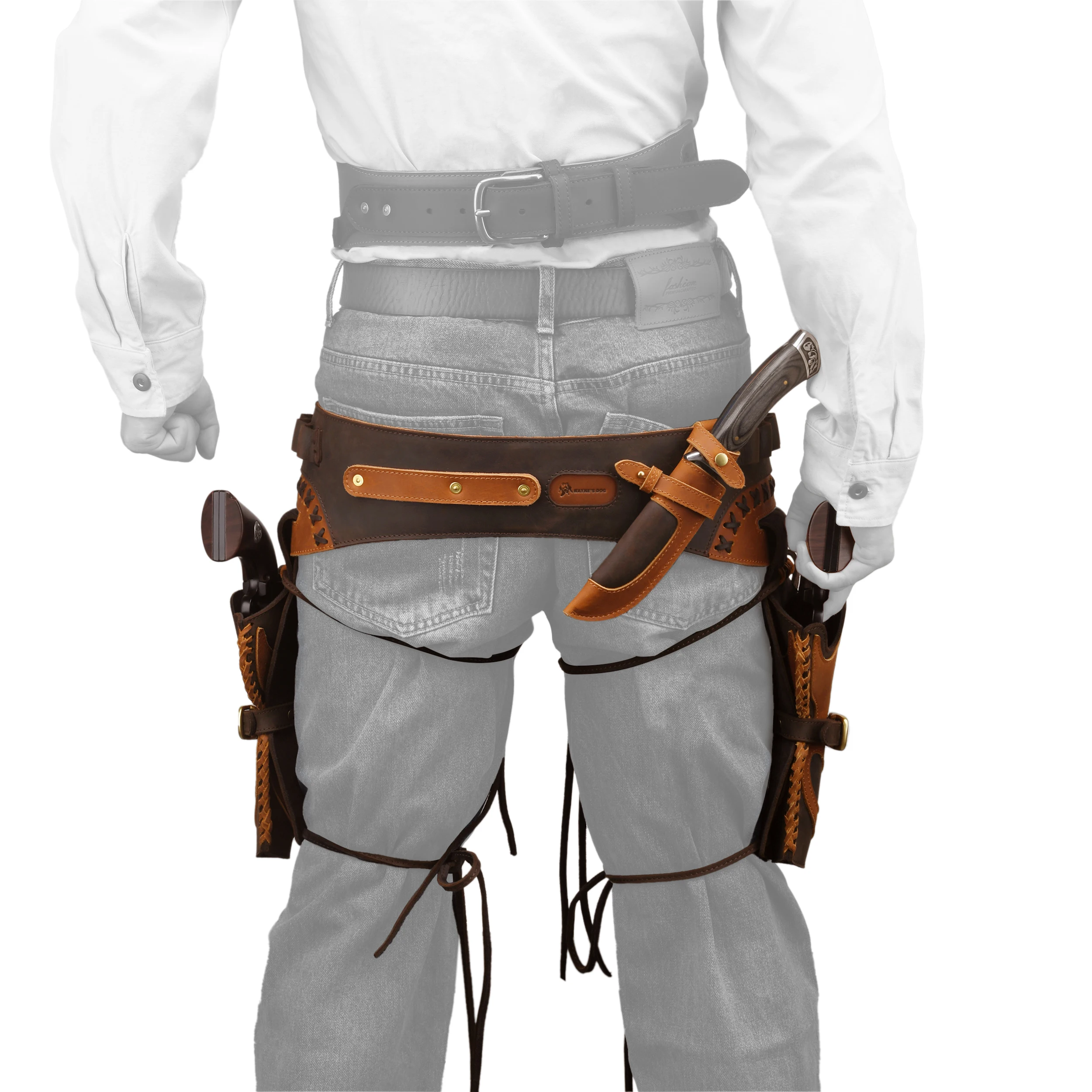Wayne's Dog Leather Western Gun Belt and Holster Combo for