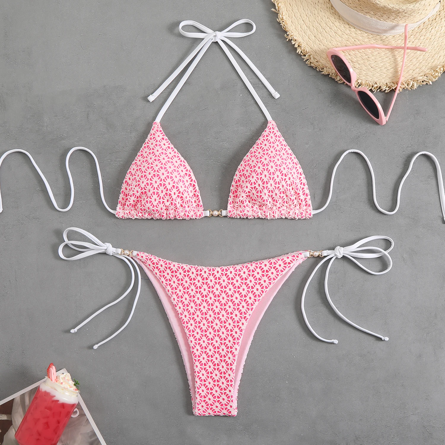 2026 Halter String Bikinis Sexy Triangle Swimsuit Women Plaid Swimwear Female Bathers Bathing Swimming Swim Suit Beachwear view 5