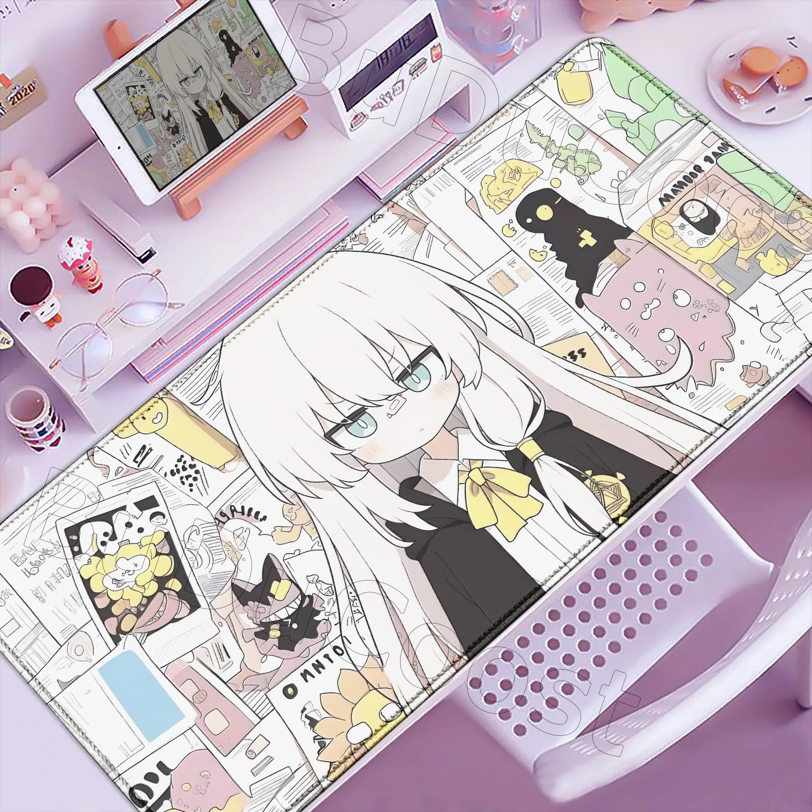 Mouse Mat Kawaii Anime Girl Elaina Mousepad Large Laptop Gaming Mouse Pad LockEdge Thickened PC Computer Keyboard Table Desk Mat