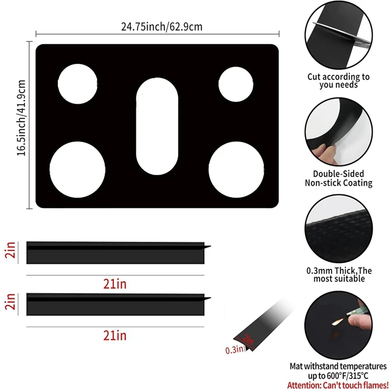 Cubiertas de quemador de estufa reutilizables, cubierta de estufa lavable antiadherente duradera para LGLDG4315 LRG4115 LRG4113 LDG4313