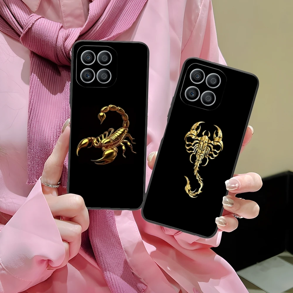 Colored Golden Scorpio Mobile Cell Phone Case for Huawei Honor 90 80 70 60 50 30 20 10 9 8 7 Pro S SE Lite 5G Black Cover Shell