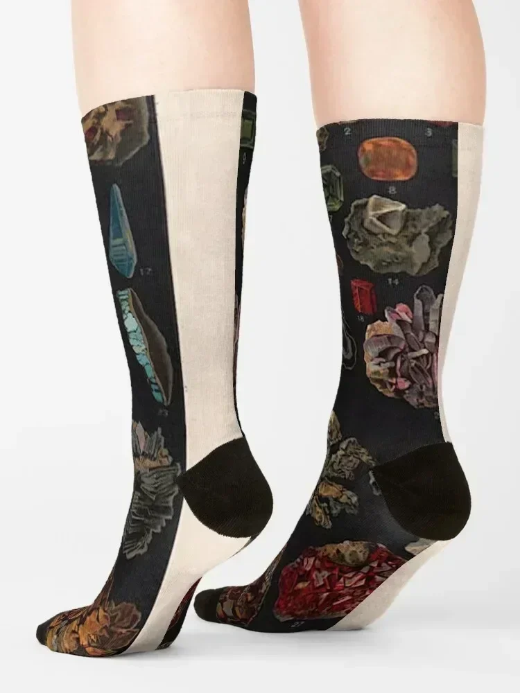 Minerals Vintage Scientific Illustrations Lithograph Encyclopedia Diagrams Precious Stones Socks