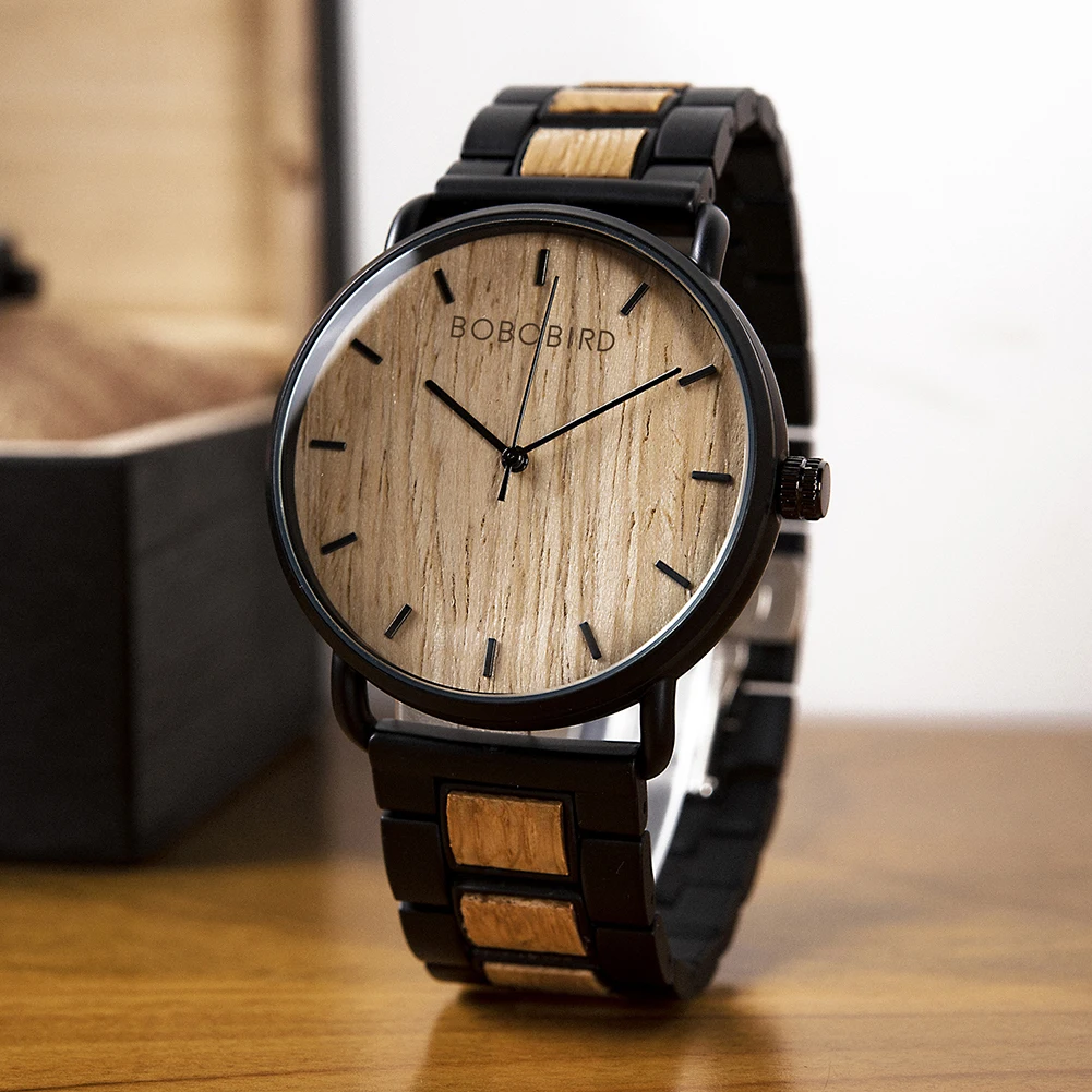 

Bobo Bird Men's Watches Quartz Wooden Man Watch Wooden Quartz Wristwatch For Men Wood Male Clock Timepiece Custom Father's Gift