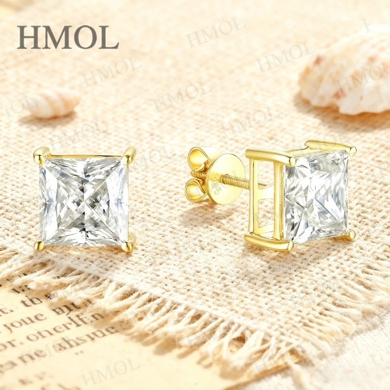 مويسانيتي أقراط 1-6CT Asscher Cut S925 10K 14K 18K خطوة قطع وأقراط فاخرة الزفاف هدية الذكرى مجوهرات