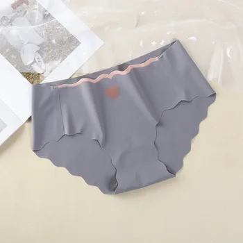 여성용 아이스 실크 심리스 웨이브 엣지 속옷 팬티, 그래핀 바닥 가랑이 네이키드 느낌, 통기성 섹시 티팬티, 브래지어 Mujer