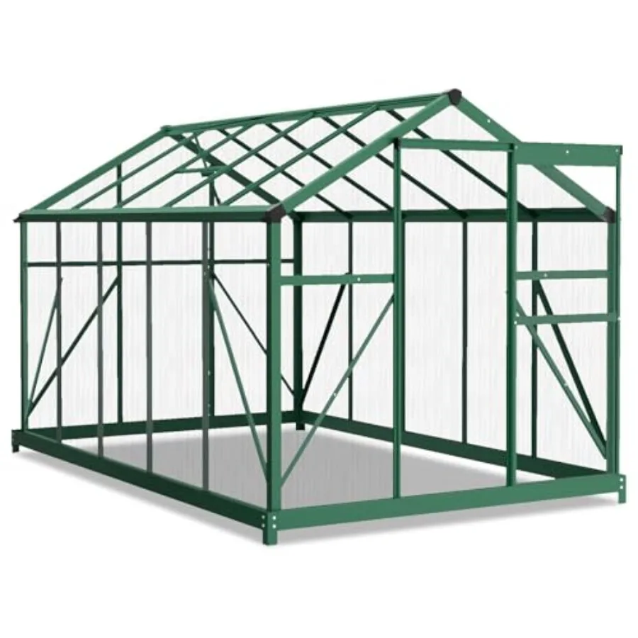 6x10 FT Greenhouse for Outdoors, Heavy Duty Polycarbonate Panels with 5 Roof Vents, Aluminum Large Walk-in Greenhouse for Outsi