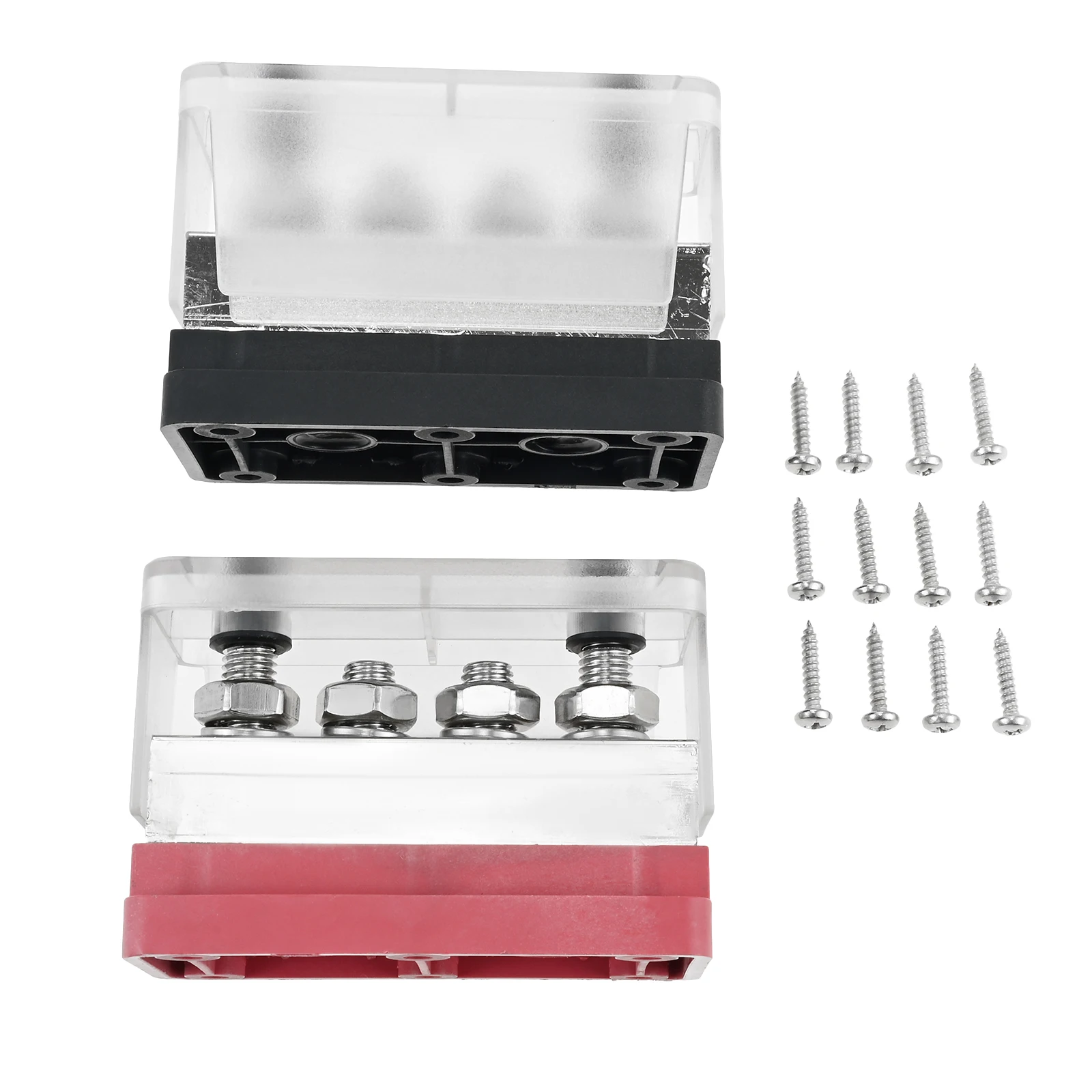 2Pcs 600Amp Bus Bar 12-48V DC Heavy Duty Copper Busbar W/ 4 3/8