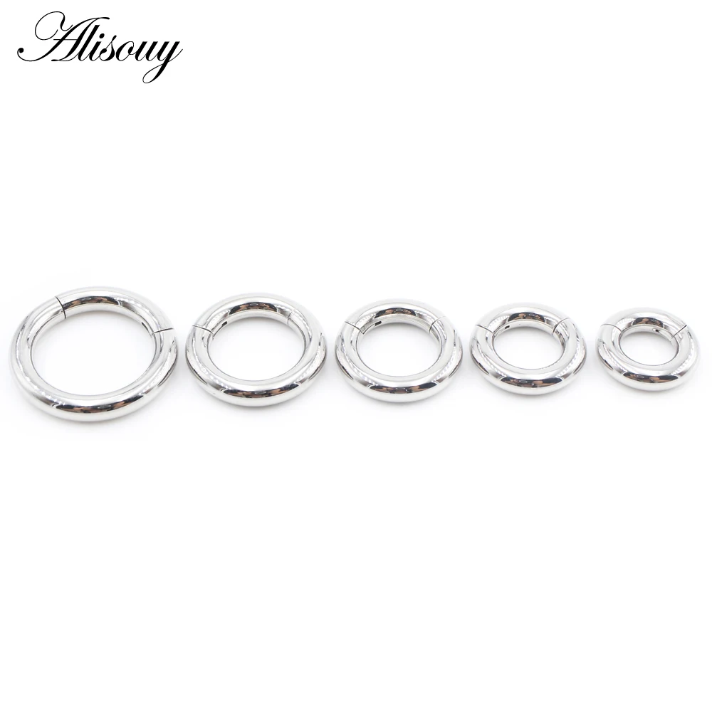 Alisouy 1PC Stainless Steel Large size Round Hinged Clicker Nose Septum Rings Clip Hoop Cartilage Earrings Body Piercing Jewelry