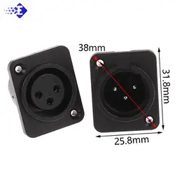 1PC XLR 3-pole Nickel-plated Male Plug Socket Female Audio Jack Panel Mount Socket Chassis XLR Microphone MIC Wire Connector