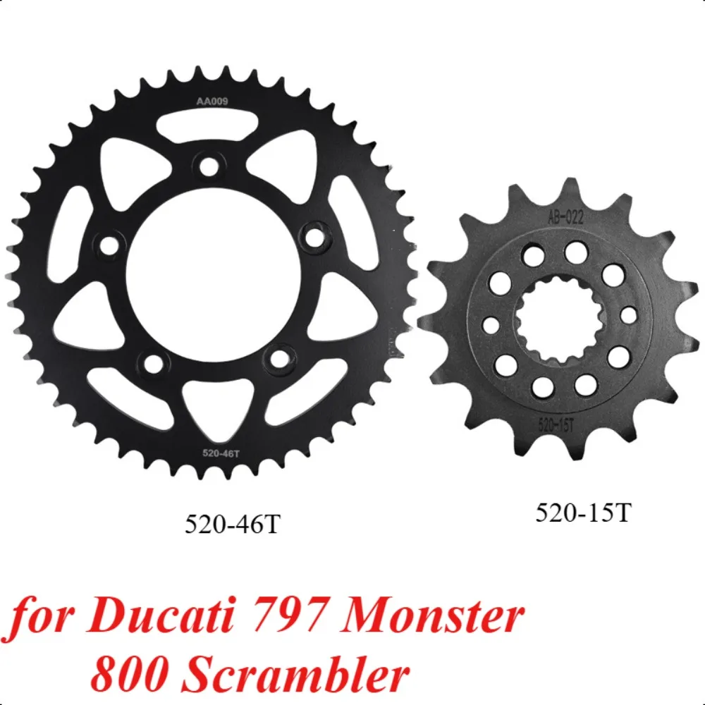

520 15T 46T Motorcycle Front Rear Sprocket Gear Wheel Cam Kit for Ducati 797 Mon-ster 2017-2020 800 Scrambler