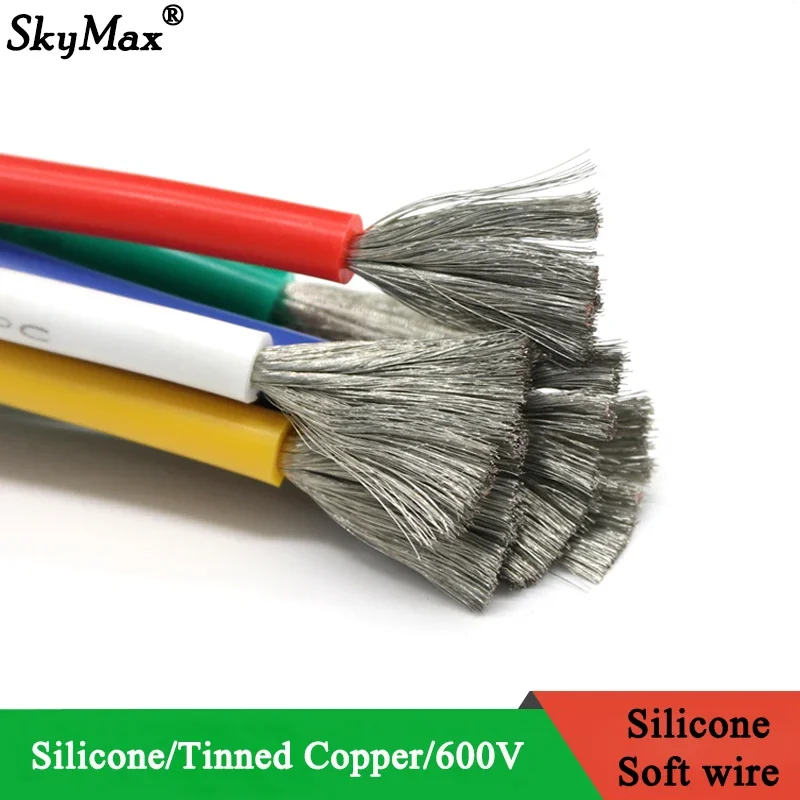 1M/5M Heat-resistant cable 30 28 26 24 22 20 18 16 15 14 13 12 10 AWG Ultra Soft Silicone Wire High Temperature Flexible Copper