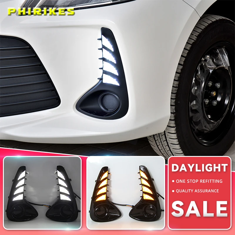 

1 Pair Car Daytime Running Light Turn Signal Light 2-Color DRL LED Fog Lamp For Toyota Vios 2020 2021