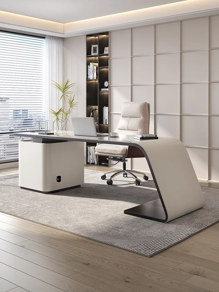 Light luxury slate desk Italian minimalist office desk and chair combination