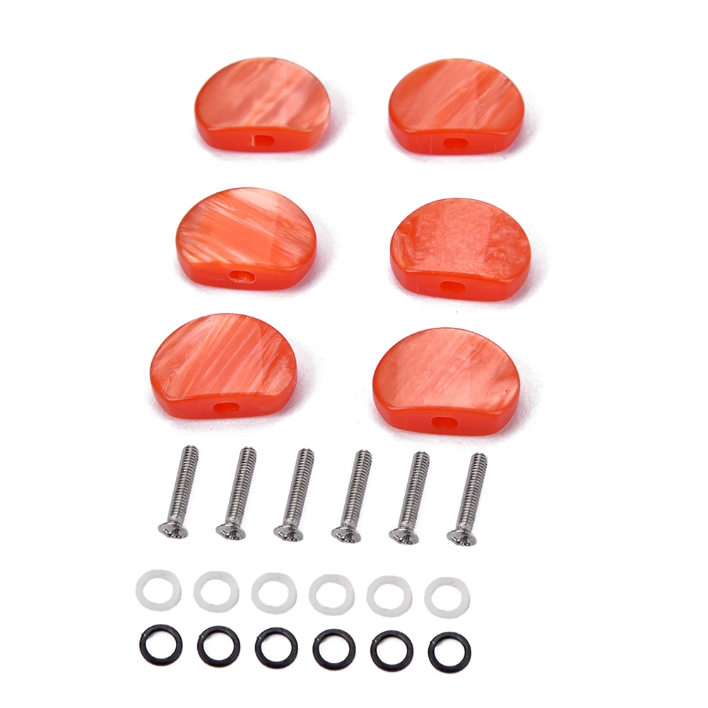 6 szt. Stare stroiki gitarowe, zamienne klucze 22,5 mm z blokadą do gitary akustycznej i elektrycznej, czerwone akrylowe guziki