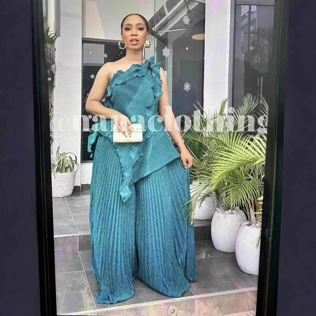 Miyake 2025 Spring and Summer New Set Women's Casual Sleeveless T-shirt Shirt Loose Wide Leg Pants Fold Two-piece Set