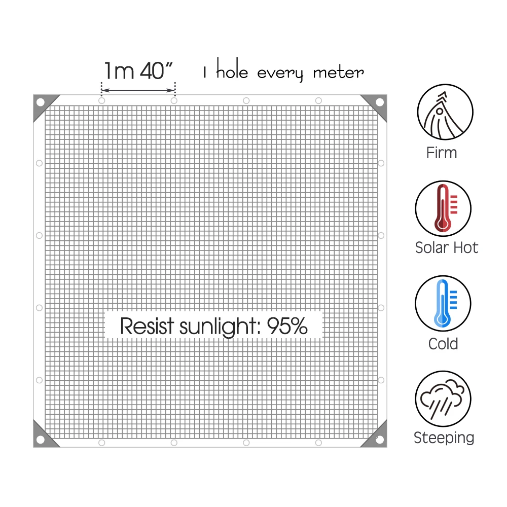 95% cieniowanie szarego siatka zacieniająca na zewnątrz kemping anty-UV HDPE klosz tkaniny balkon ogrodowy osłona przeciwsłoneczna