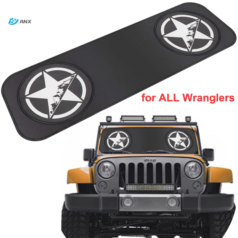

for Jeep Wrangler Accessories JK,TJ,LJ,YJ Windshield Sunshade fits Every Year Wrangler 1985-2018 Custom fit, Heat Shield Sun mat