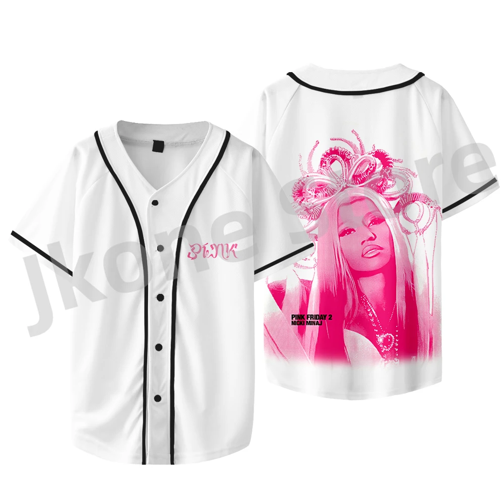 

Розовая бейсбольная куртка Nicki Minaj, модная повседневная футболка с коротким рукавом для мужчин и женщин