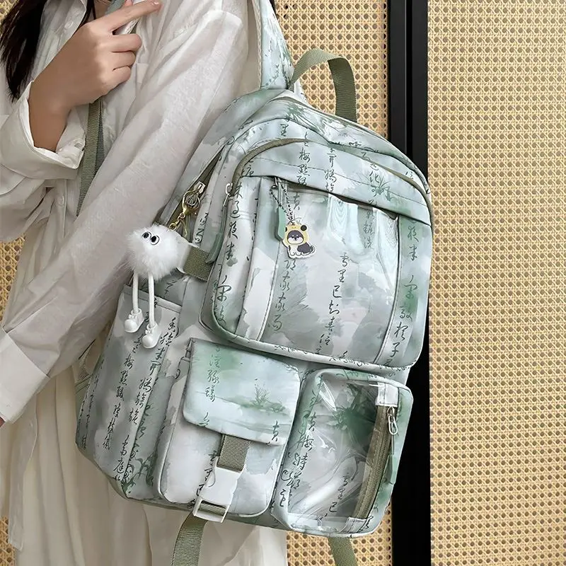 

Large Capaci Bapa for Junior High School Girls Ancient Sle Double oulder Bag 2025 New Design National Sle Bapa