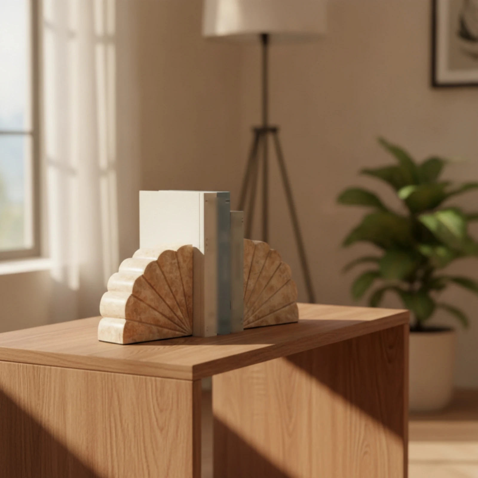 shell-bookend-sculpted-resin-bookend-decorative-bookends-beige-decor-coastal-for-book-lovers-bookshelf-desk