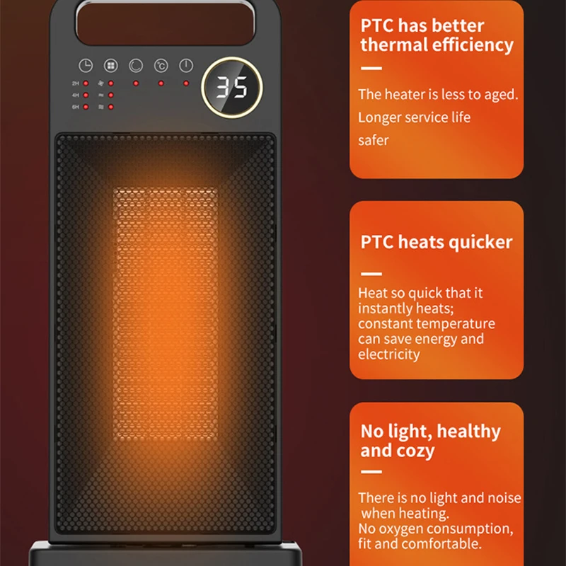 

Портативный электрический обогреватель 2000 Вт, быстрый нагрев, умный термостат, тепловентилятор, зимний обогреватель для домашнего офиса, комнаты, воздухонагреватель