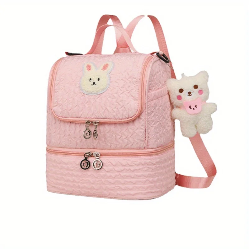 Double Shoulder Mommy Bag Fashionable Little Bear Mother and Baby Bag Large Capacity Carrying Milk Bag Diaper Bag Backpack