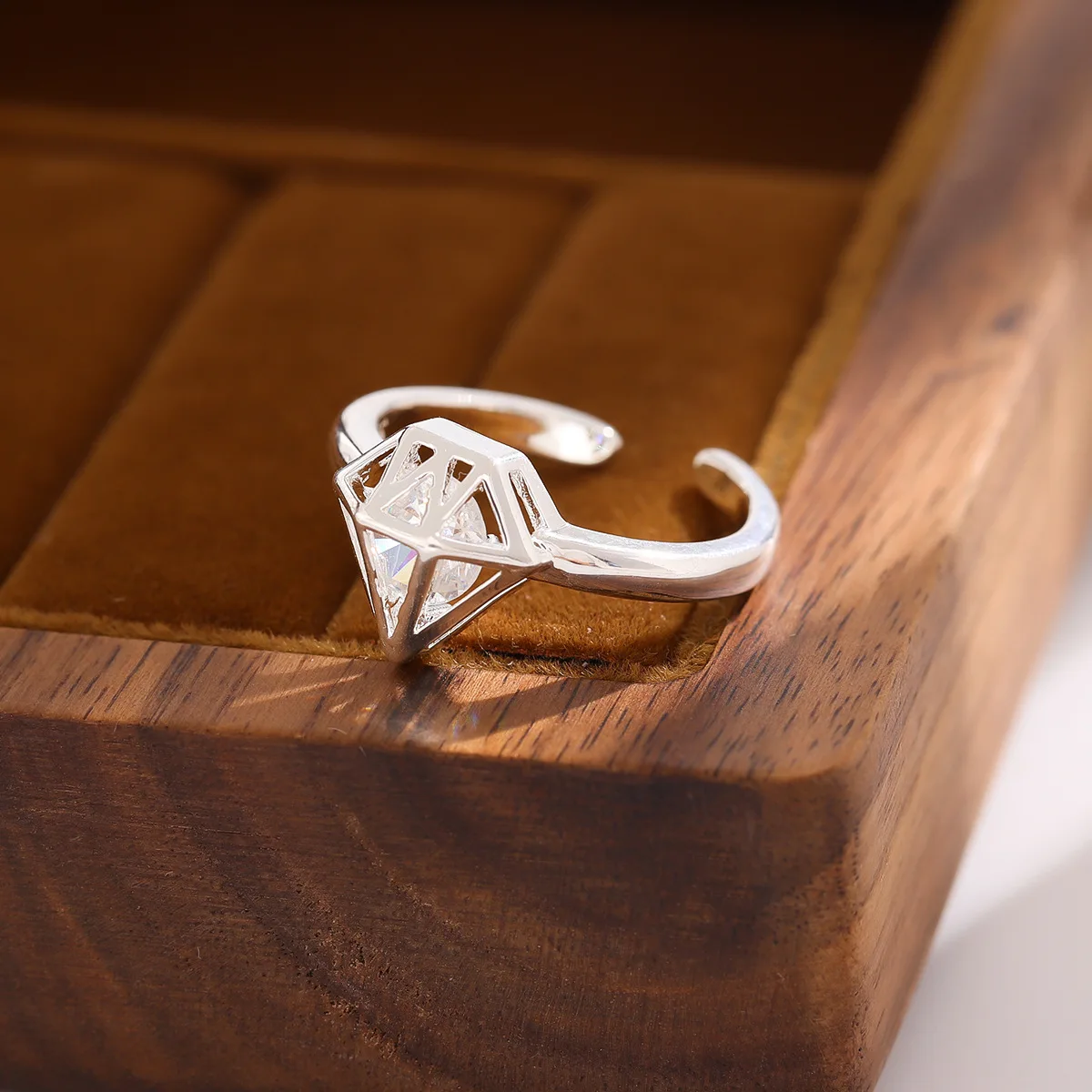 Women's Classic 925 Sterling Silver Crown Crystal Diamond Ring