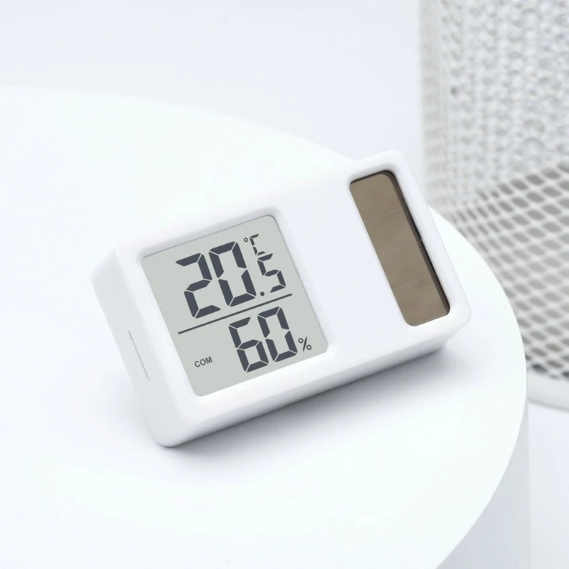 Small Temperature Humidity Measurement Meter Gauge Solar Powered Desktop Digital Thermometers Hygrometer with Display