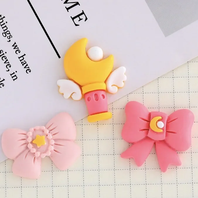 5pcs Cartoon beautiful girl magic wand cartoon resin flatback diy jewelry accessories crafts materials