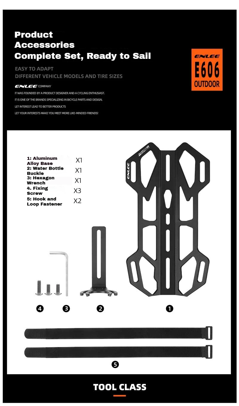 ENLEE leichter Gabelhalter aus Aluminiumlegierung, hochbelastbarer 20KG Lastenträger, Taschen- und Flaschenhalter, geeignet für Fahrradverpackungen. – Detail 5