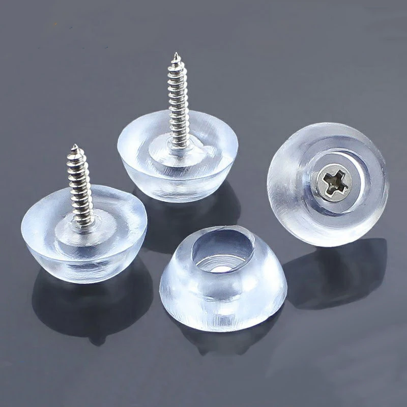 17mm/20mm Silicone Pad Transparent Soft Foot Nail Screw On Clear Rubber Feet Non-slip Pads For Furniture Floor Desk Protection