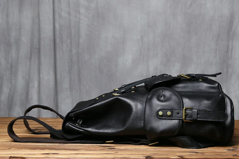 NZPJ Herren-Rucksack aus echtem Leder, lässige Herrentasche, natürliches Rindsleder, Büchertasche, Laptop-Computertasche, Rucksack mit großer Kapazität – Detail 9
