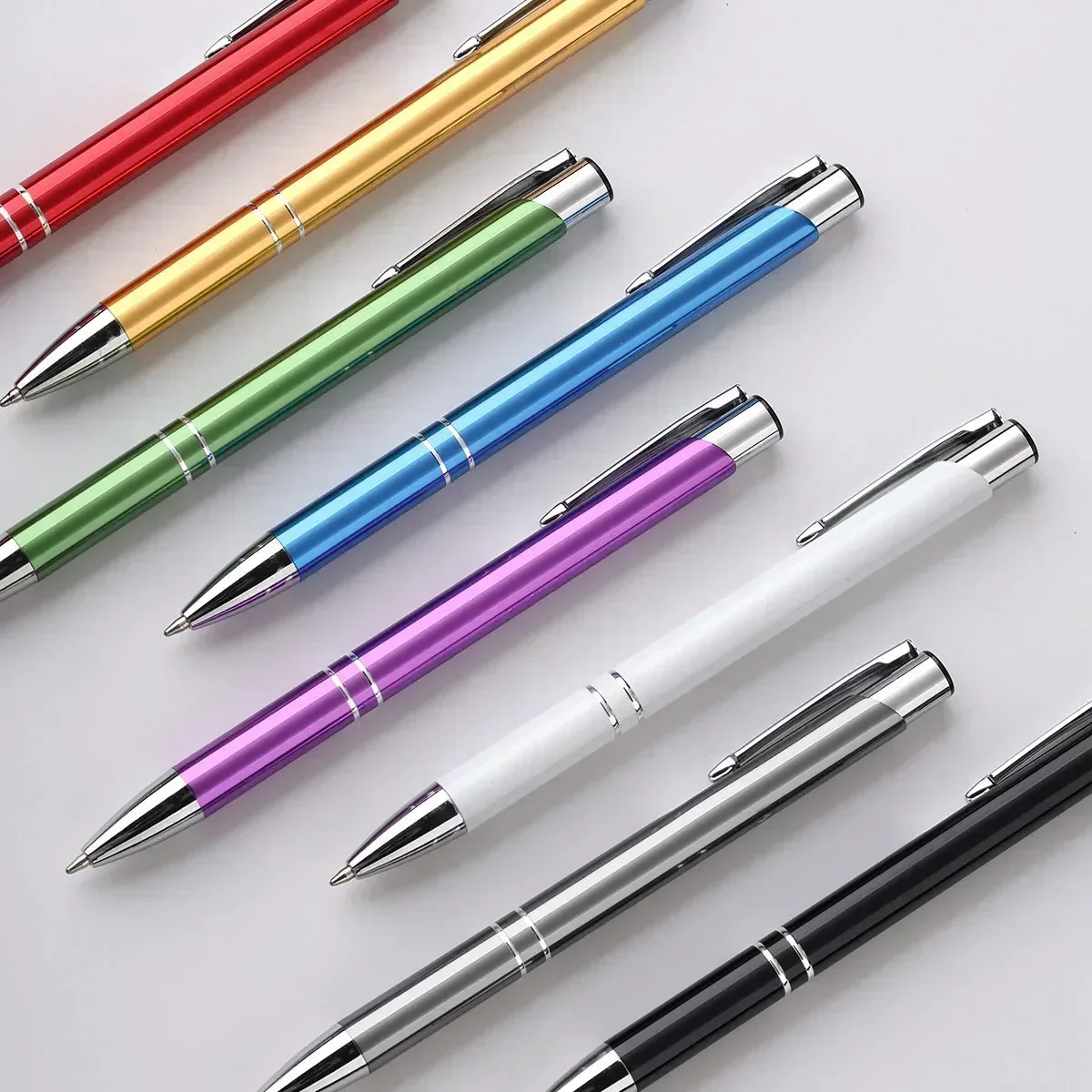 100pcs Metal Ballpoint Pen Aluminum Ball Pens for Advertising Gift Office School Writting Stationery