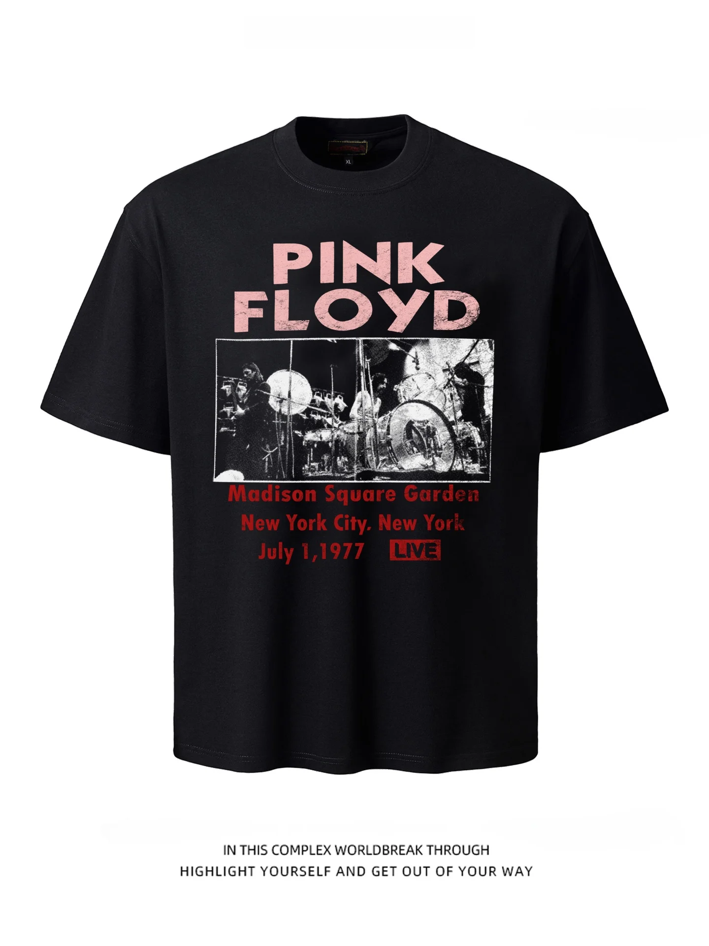 

HotStone Heavyweight Rock T-Shirt American Retro Short Sleeve Unisex Live Performance Cotton Casual Tee for Men And Women