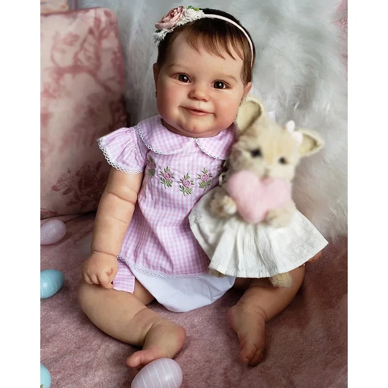 50CM Full Body Soft Vinyl Baby Maddie Reborn Baby Girl Doll Lifelike Soft Touch Genesis Painted Doll with Visible Veins