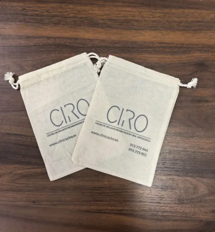 

1500 Units 13*18cm / 5*7 inches Drawstring Cotton Bags Printed With Grey Color Logo Customised Logo