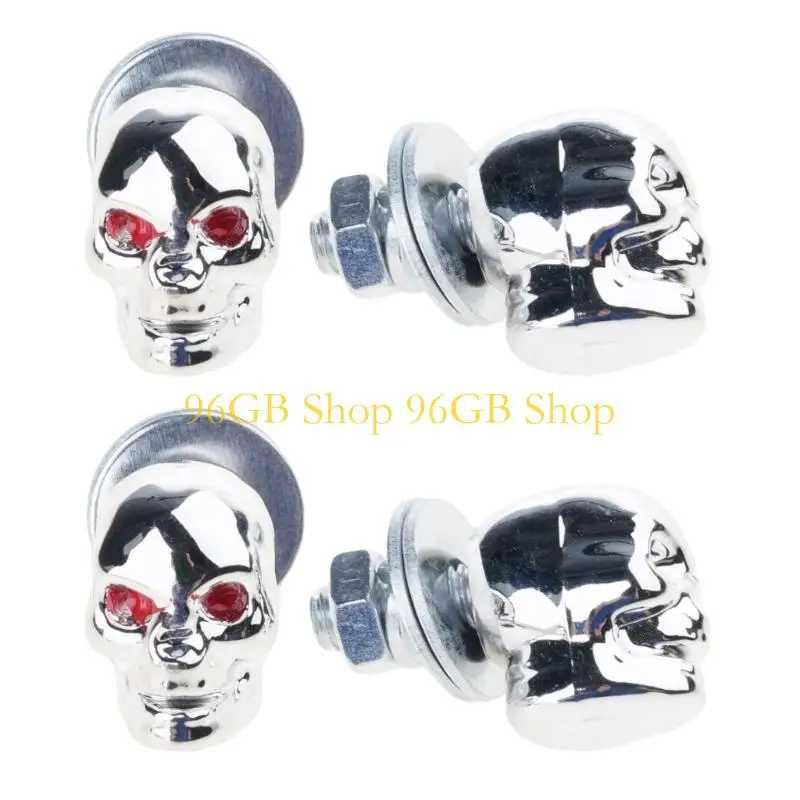 96GB Decorative Skull Shaped License Plate Screws Bolts For Vehicle Number Plate Motorcycles And Scooters