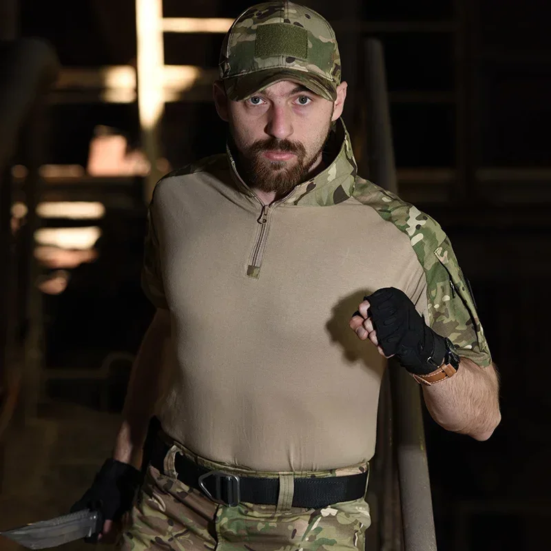 البدلة التكتيكية القتالية CP موحدة Softair الرجال الملابس المشي لمسافات طويلة تي شيرت التمويه قميص البضائع السراويل الركض مجموعة الصيف مخيم الملابس