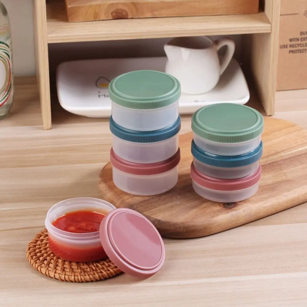 Portable Plastic Salad Sauce Cup Mini Anti-seepage Condiment Container Reusable 50/75ML Sauce Container Picnic