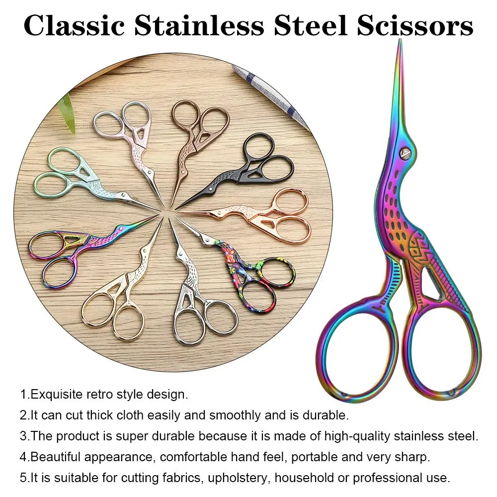 Classic Stainless Steel Scissors Crane Tailor Scissors European Crane Small Cross Stitch Sewing Accessories