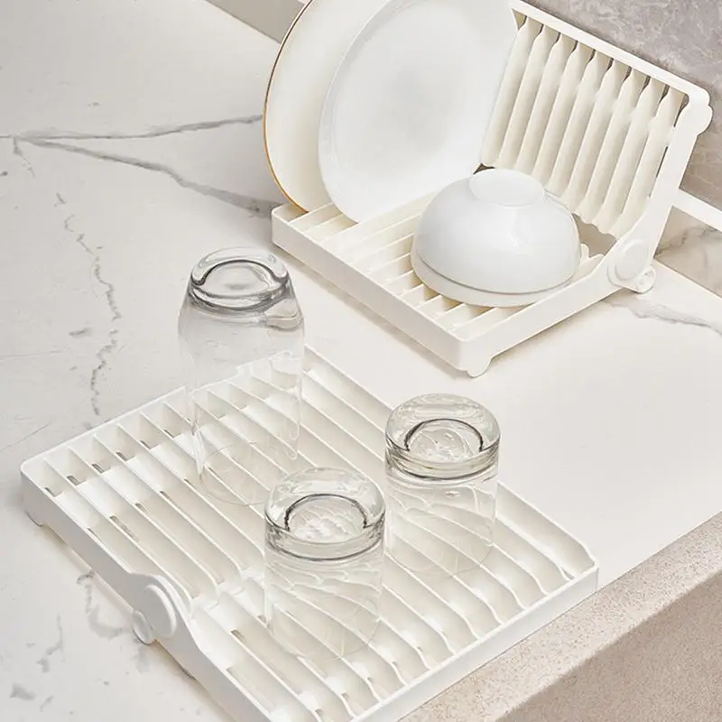 Kitchen Rack for Dishes Dish Rack Utensil Holder Dish Drain Rack Space Saving Dish Dryer Rack Folding Dish Drainer Kitchen - Image 4