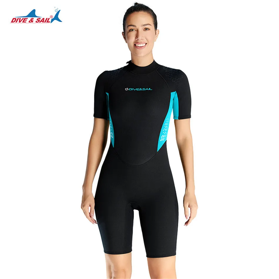 DIVE&SAIL 3MM Neoprene Diving Suit Short Sleeved Shorts Wetsuit Men and Women Surfing Swimming Snorkeling Scuba Diving Swimwear