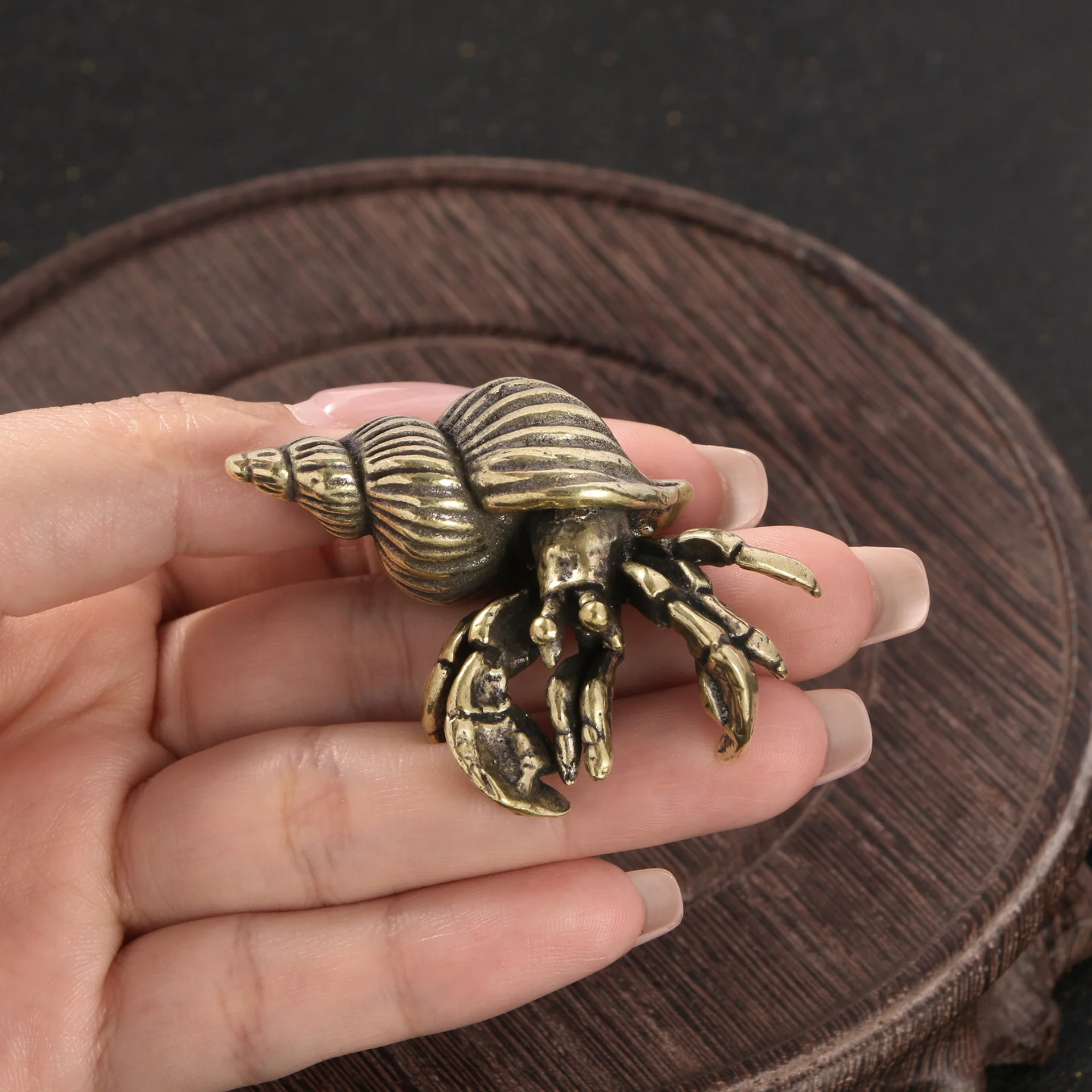 

Brass Hermit Crab Decorative Figurines Cute Animal Desk Decoration Solid Copper Crafts Collection Retro Home Decor