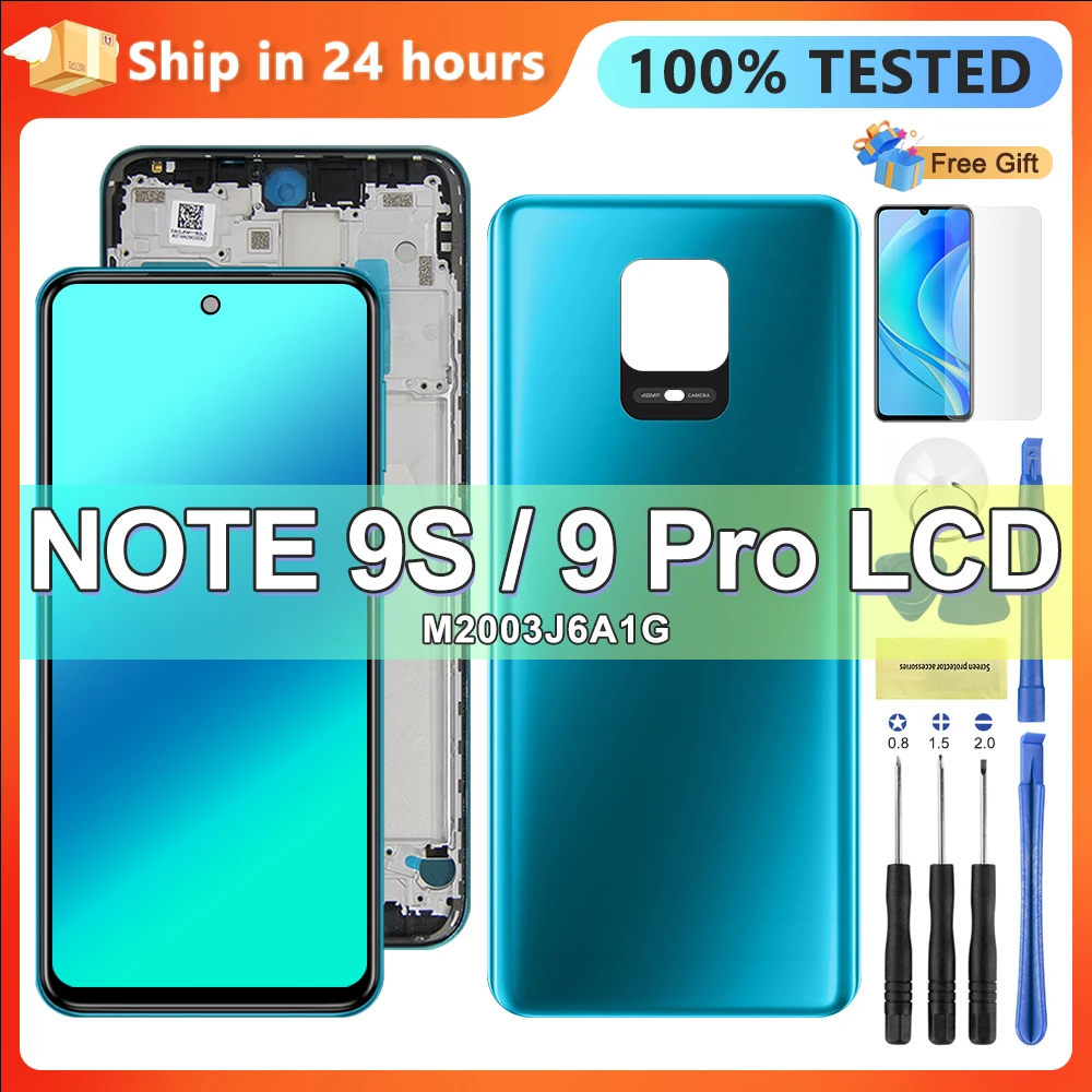 AMOLED Display for Xiaomi Redmi Note 9S Lcd M2003J6A1G Display Touch Screen with Frame for Redmi Note 9 Pro Screen Replacement