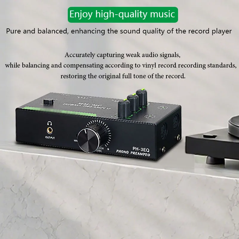 Versatile Turntable Amplifier Vinyl Record Player Amplifier Low-Noise Preamplifier with Level Control for MC/MM Turntables