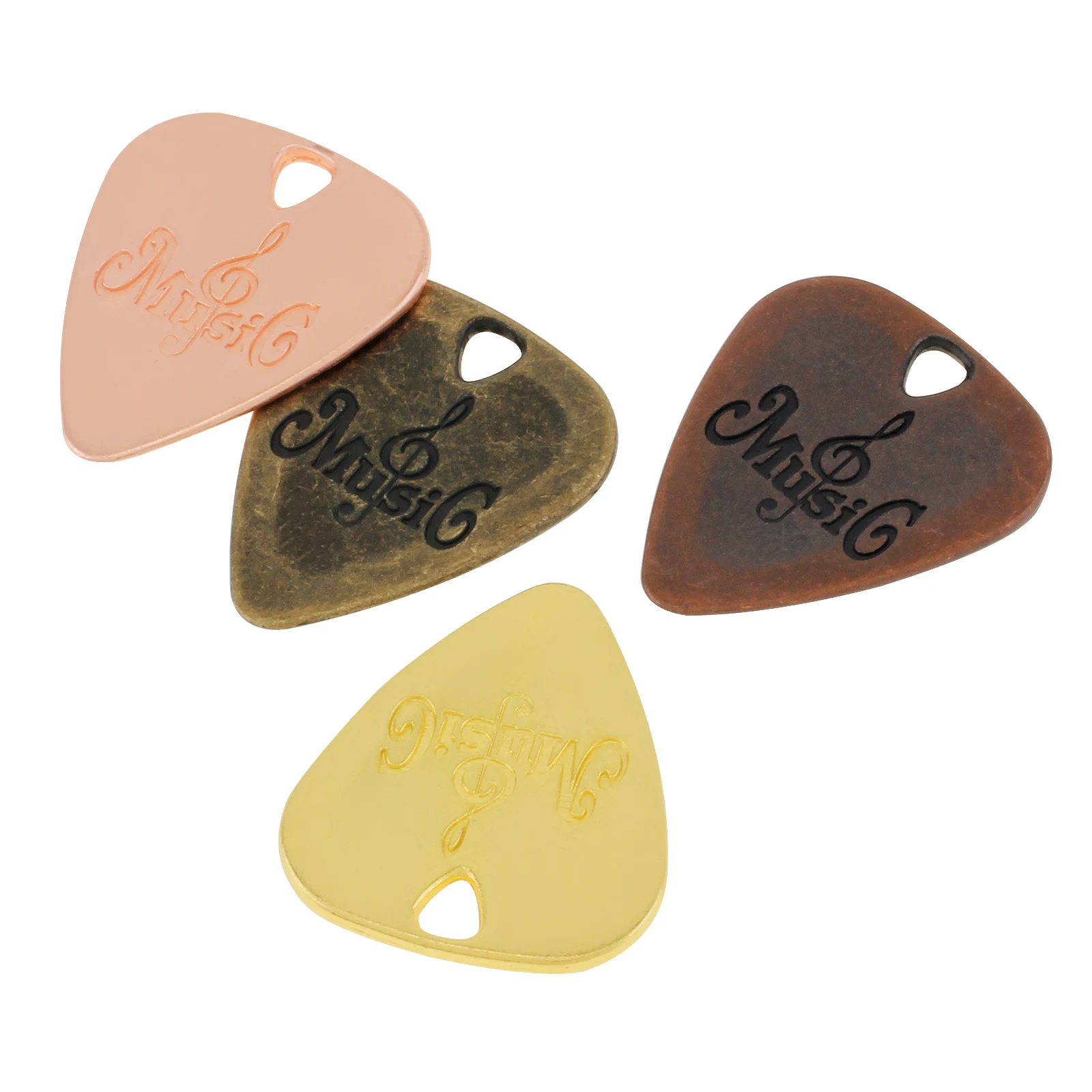 Zinc Alloy Gold Bronze Guitar Picks for Guitar / Bass /Ukulele with Hole, String Instrument Metal Plectrum Plucked