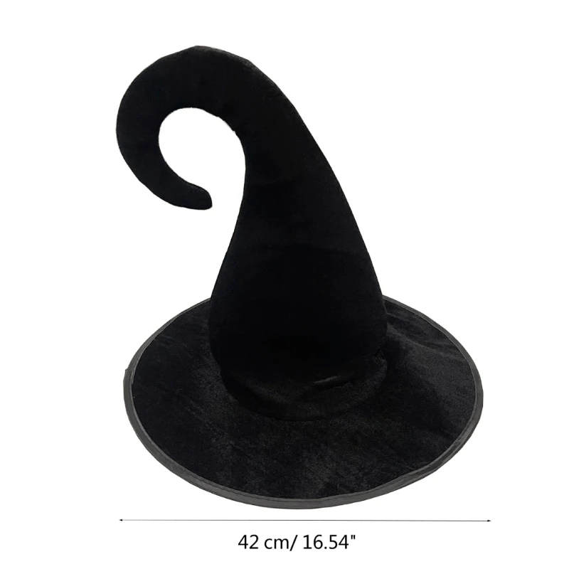 Incandescente cappello da strega di Halloween per ragazze donne cappello da mago con cappello a punta a tesa larga per ragazza accessorio per Costume da festa Cosplay nero