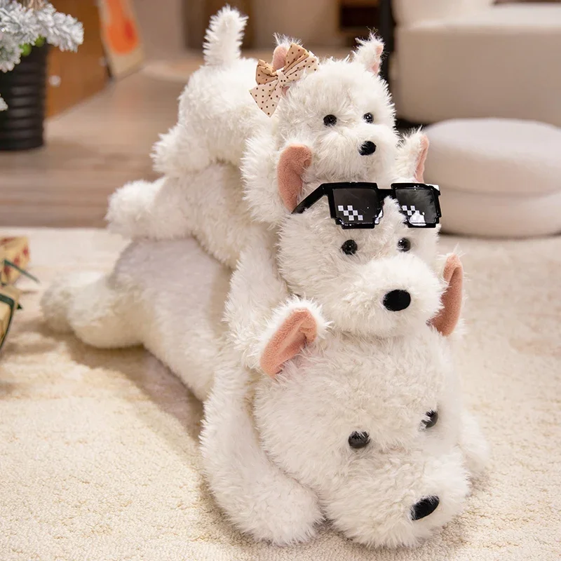 Fluffy West Highland Dog White Terrier Peluche Morbido cucciolo di peluche Farcito Realistico Animale Bambola Cuscino Regali di compleanno per bambini