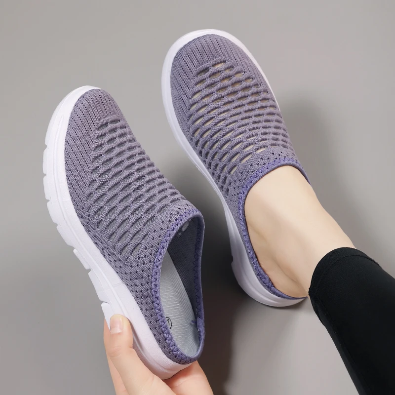 

Female Shoes Summer Soft Soled Walking Outdoor Hollow Mesh Flat Slippers Breathable Home Lazy Casual Shoes Zapatos De Mujer